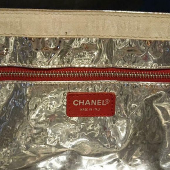 Auth CHANEL No 5 Canvas Leather Tote Shoulder Handbag Shopper Carrier Jumbo XL - Picture 3 of 4